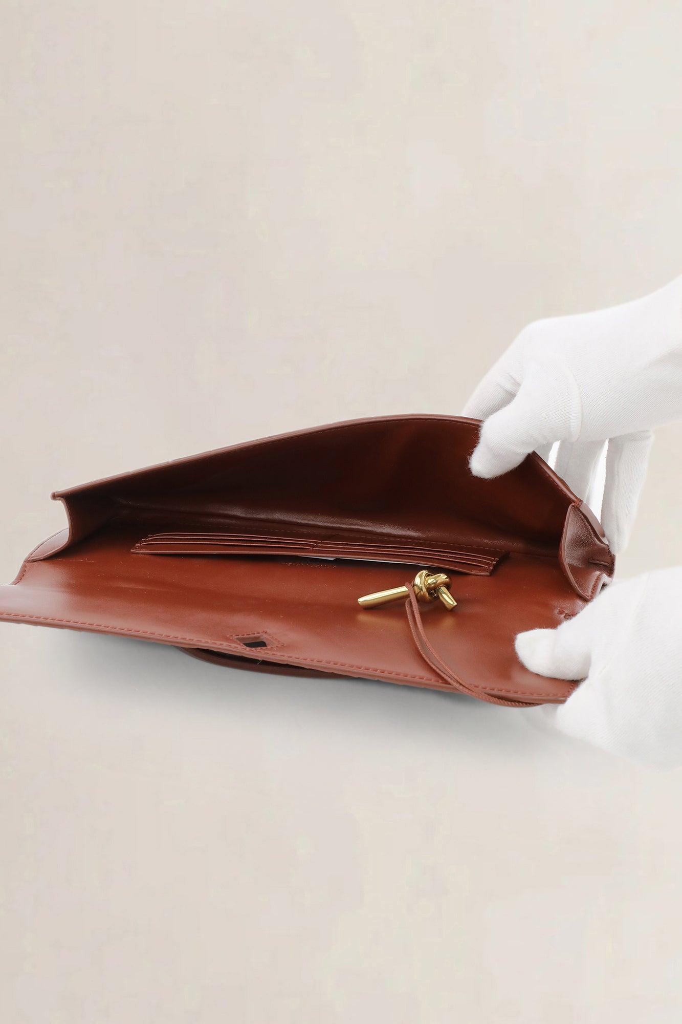 Bottega Veneta Brown Andiamo Clutch