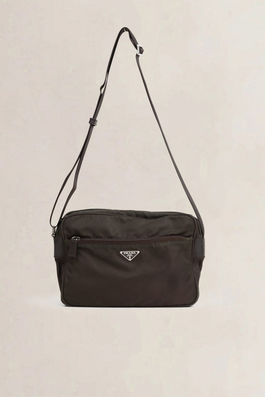 Black Tessuto Crossbody Bag