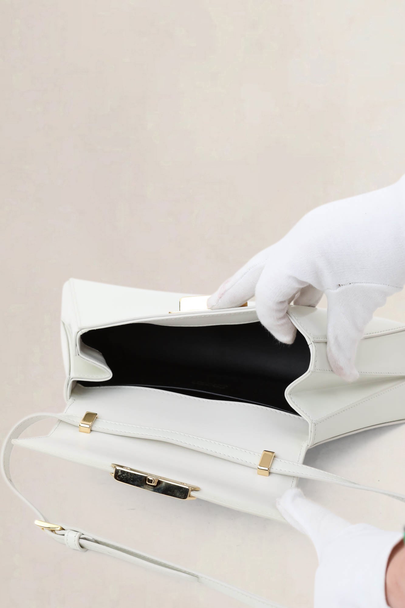 White Medium Leather Shoulder Bag