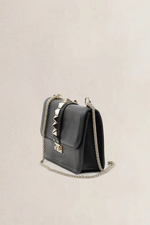 Valentino Garavani Black Glam Lock Rockstud Crossbody Bag