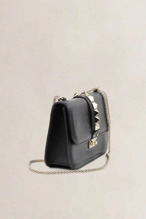 Valentino Garavani Black Glam Lock Rockstud Crossbody Bag
