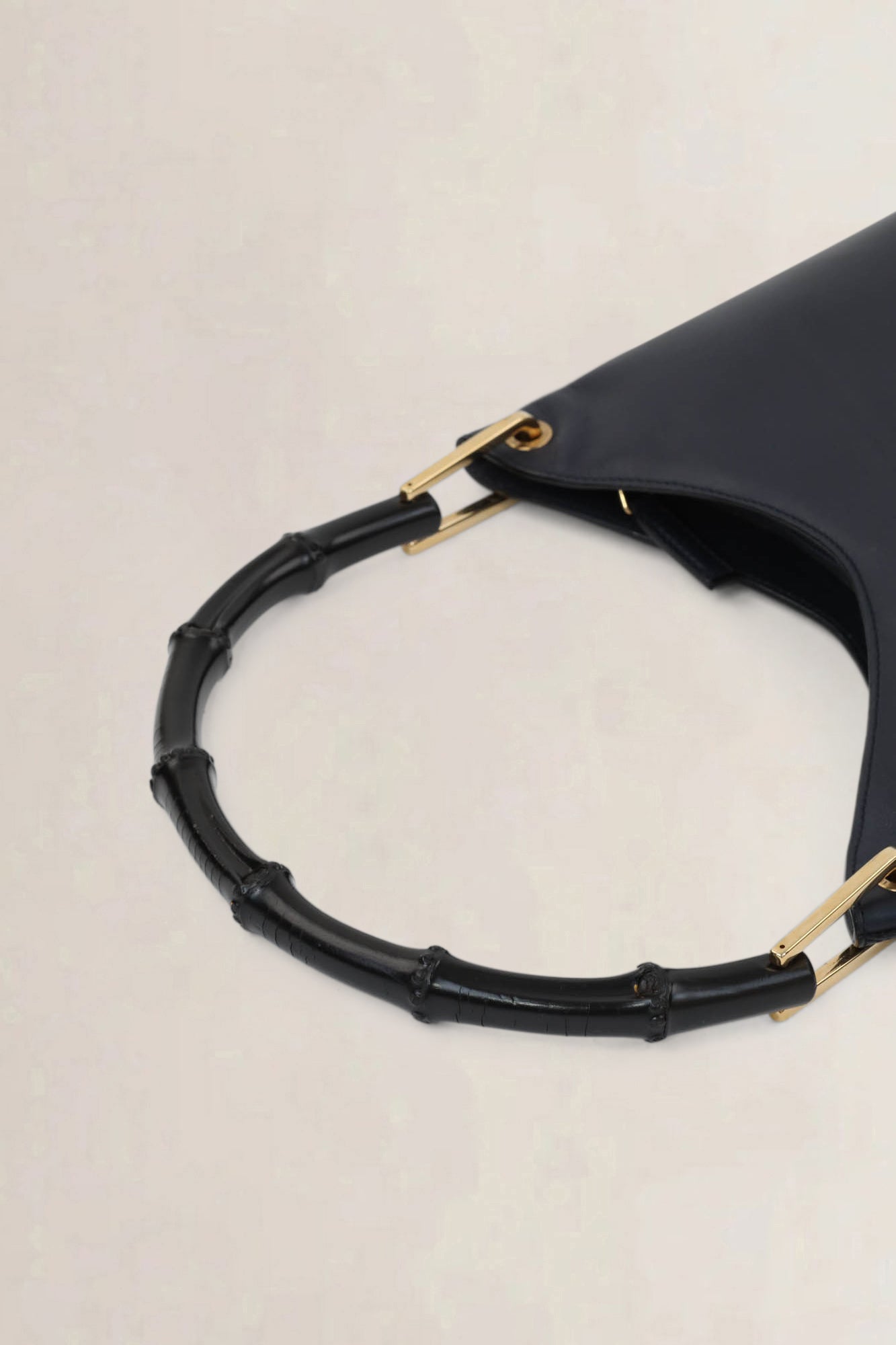 Gucci Blue Leather Bamboo Shoulder Bag