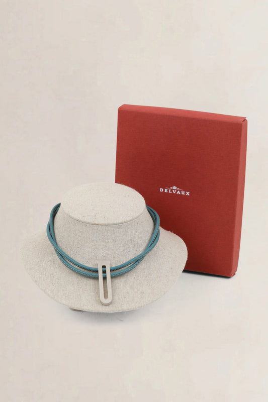 Turquoise D Leather Necklace