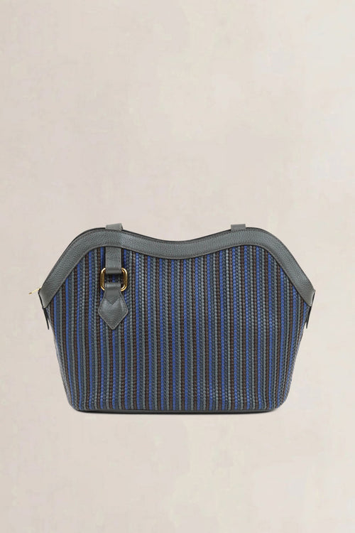 Delvaux Blue/Green Toile De Cuir Lussac Shoulder Bag