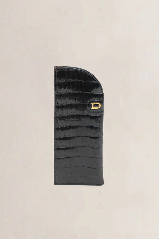 Black Croco Glasses Case