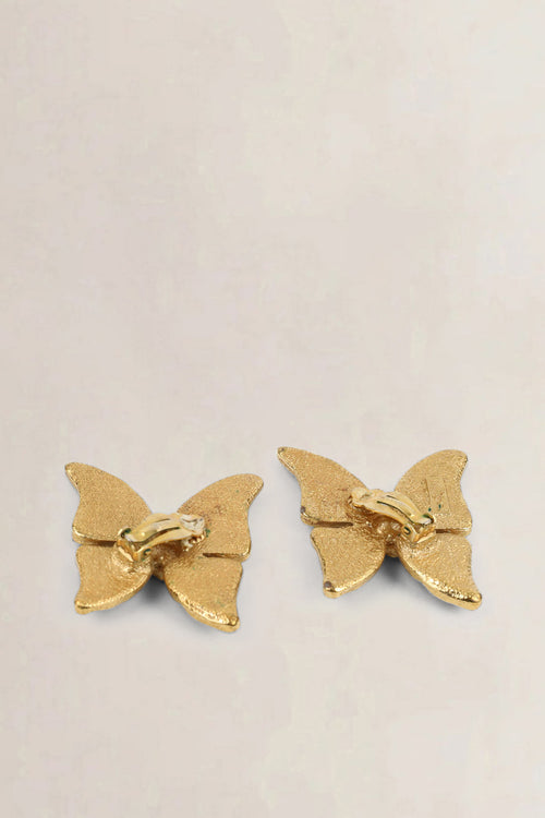 YSL Vintage Purple 1980s Butterfly Clip-On Earrings