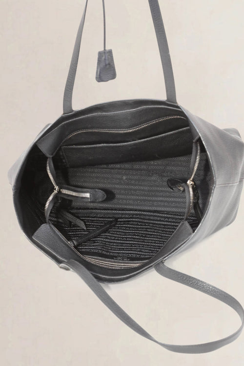 Prada Black Vitello Phenix Shoulder Bag