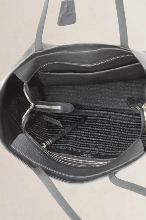 Prada Black Vitello Phenix Shoulder Bag