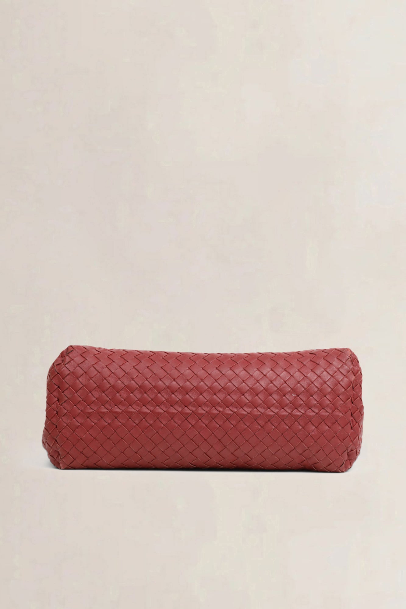 Burgundy Intrecciato Leather Chain Tote Bag