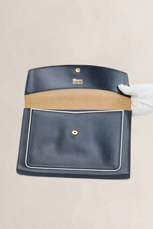 Delvaux Blue Leather Clutch