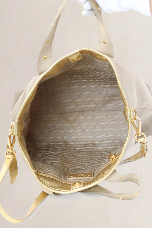 Prada Beige Shopping Crossbody Bag