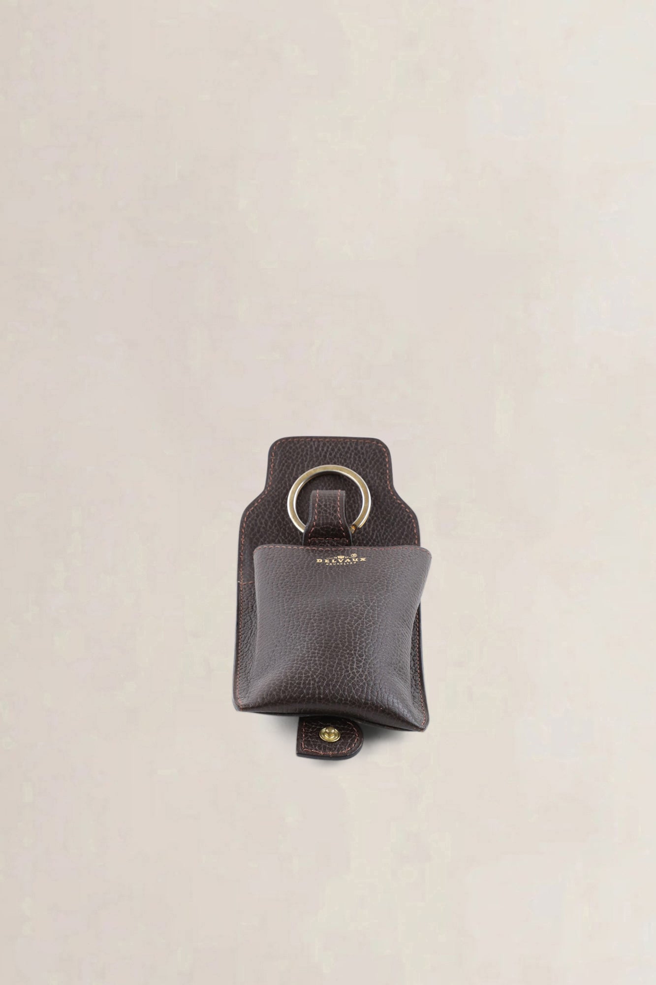 Delvaux brown leather key chain — preloved