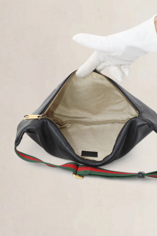 Gucci Black Leather Logo Belt Bag