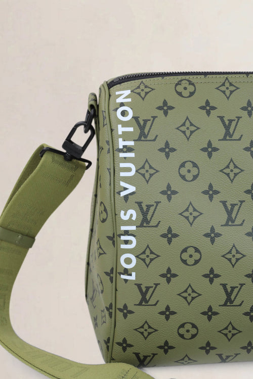 Louis Vuitton Khaki Green/Vermillion Red Keepall Bandouliere 45 Limited Edition