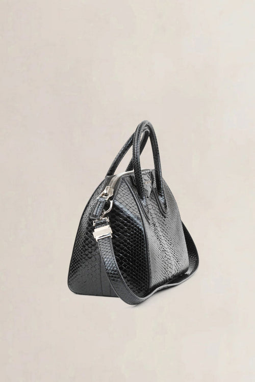 Givenchy Black Antigona Leather-Trim Python Shoulder Bag