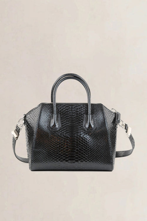 Givenchy Black Antigona Leather-Trim Python Shoulder Bag
