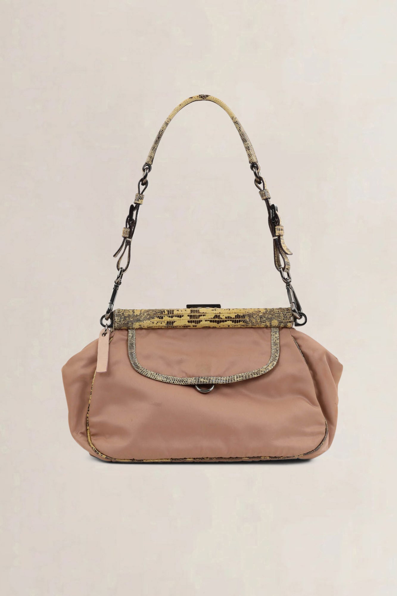 Prada Pink Python/Nylon Pocket Frame Shoulder Bag