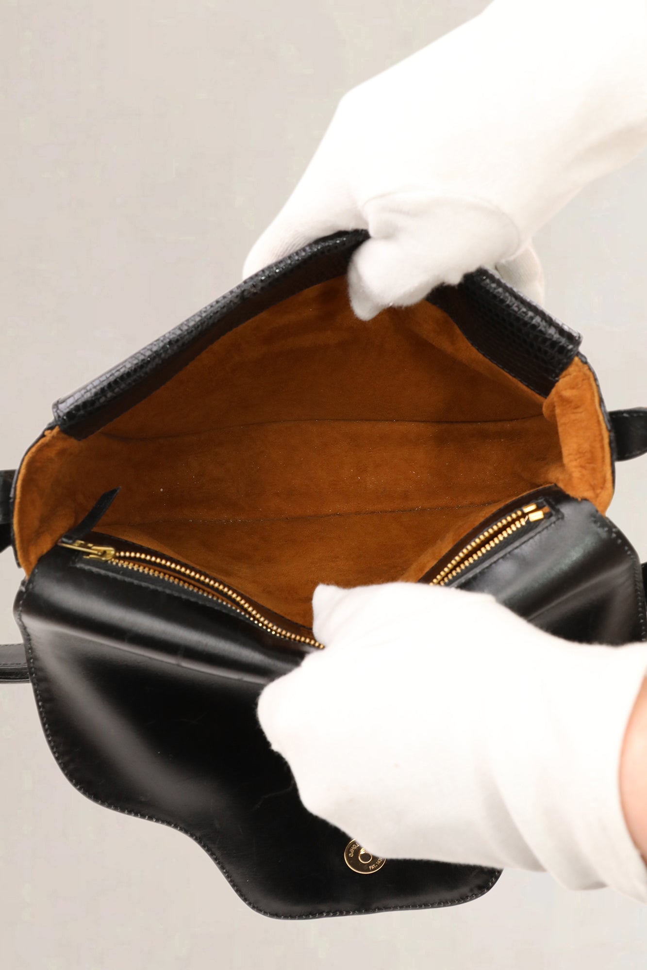 Delvaux Black Lézard crossbody bag — vintage
