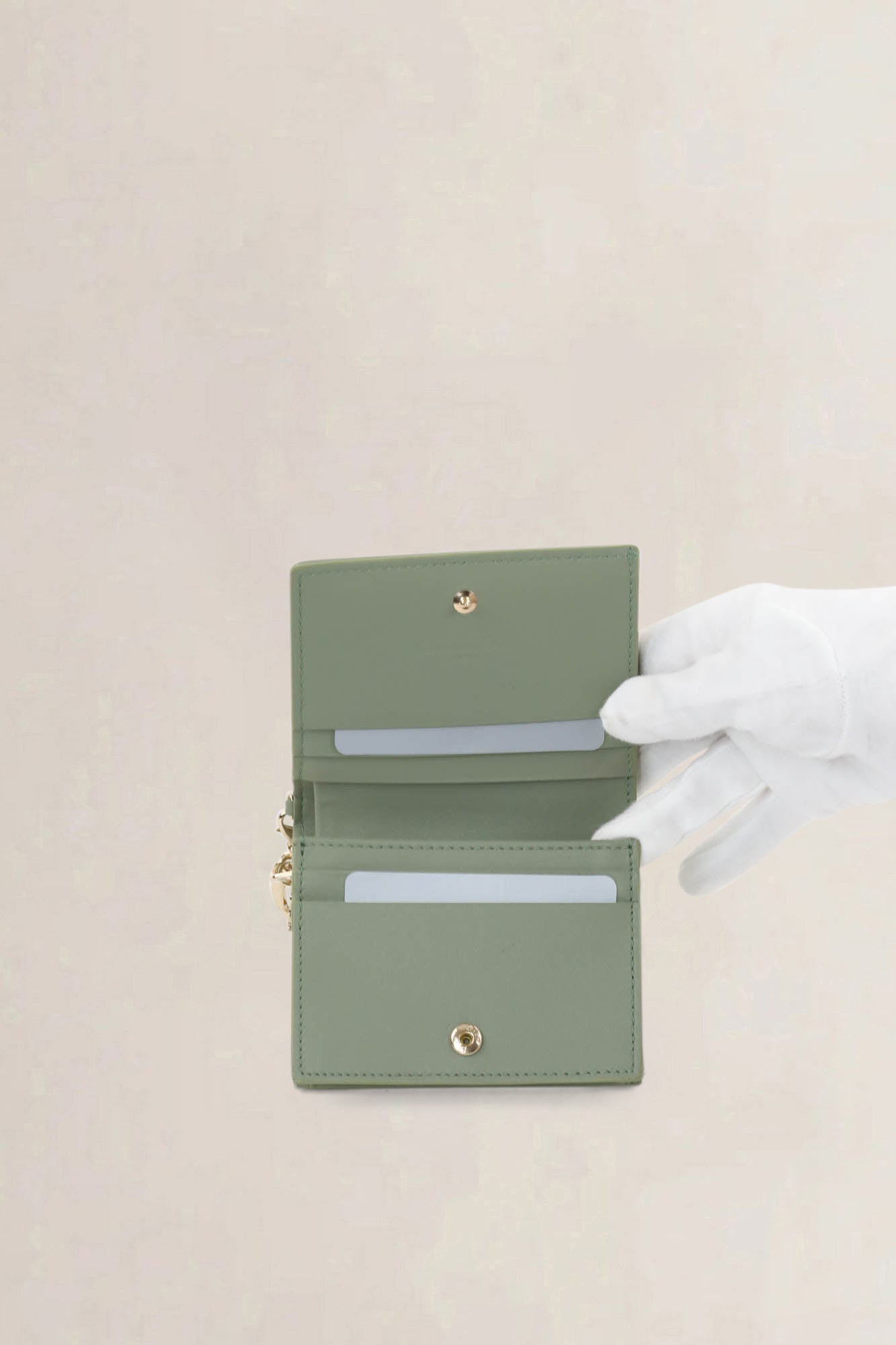 Christian Dior Green Mini Lady Wallet