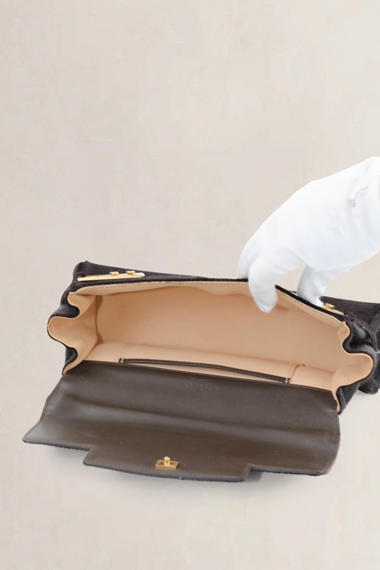 Delvaux Brown Tempête Pony Hair Top Handle Bag