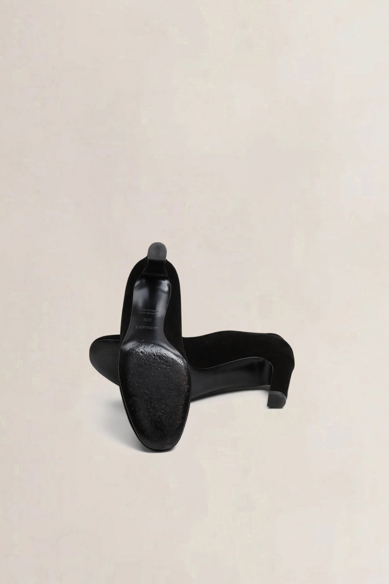 Black Suède Slip On Block Heels