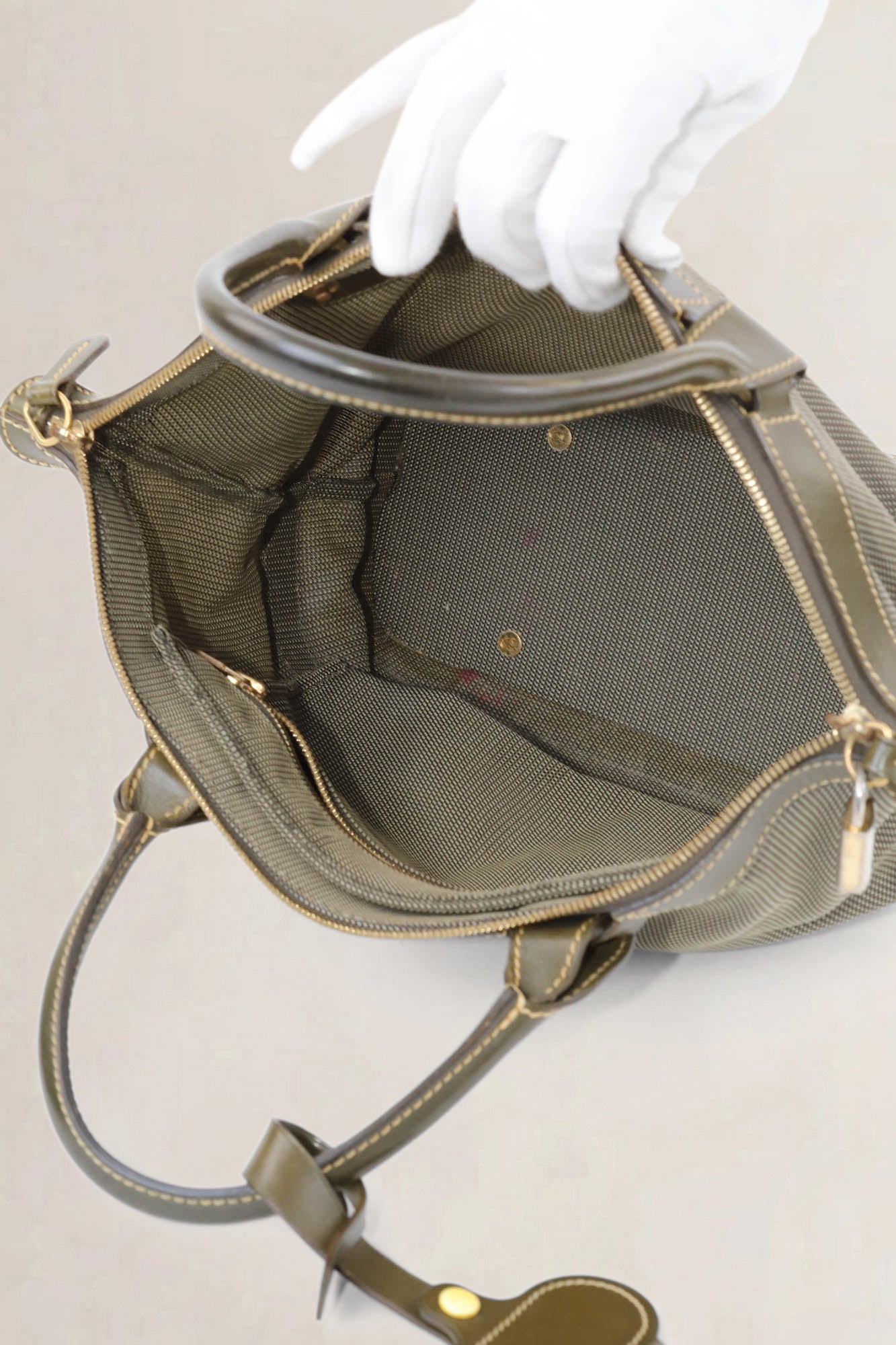 Khaki Top handle Bag
