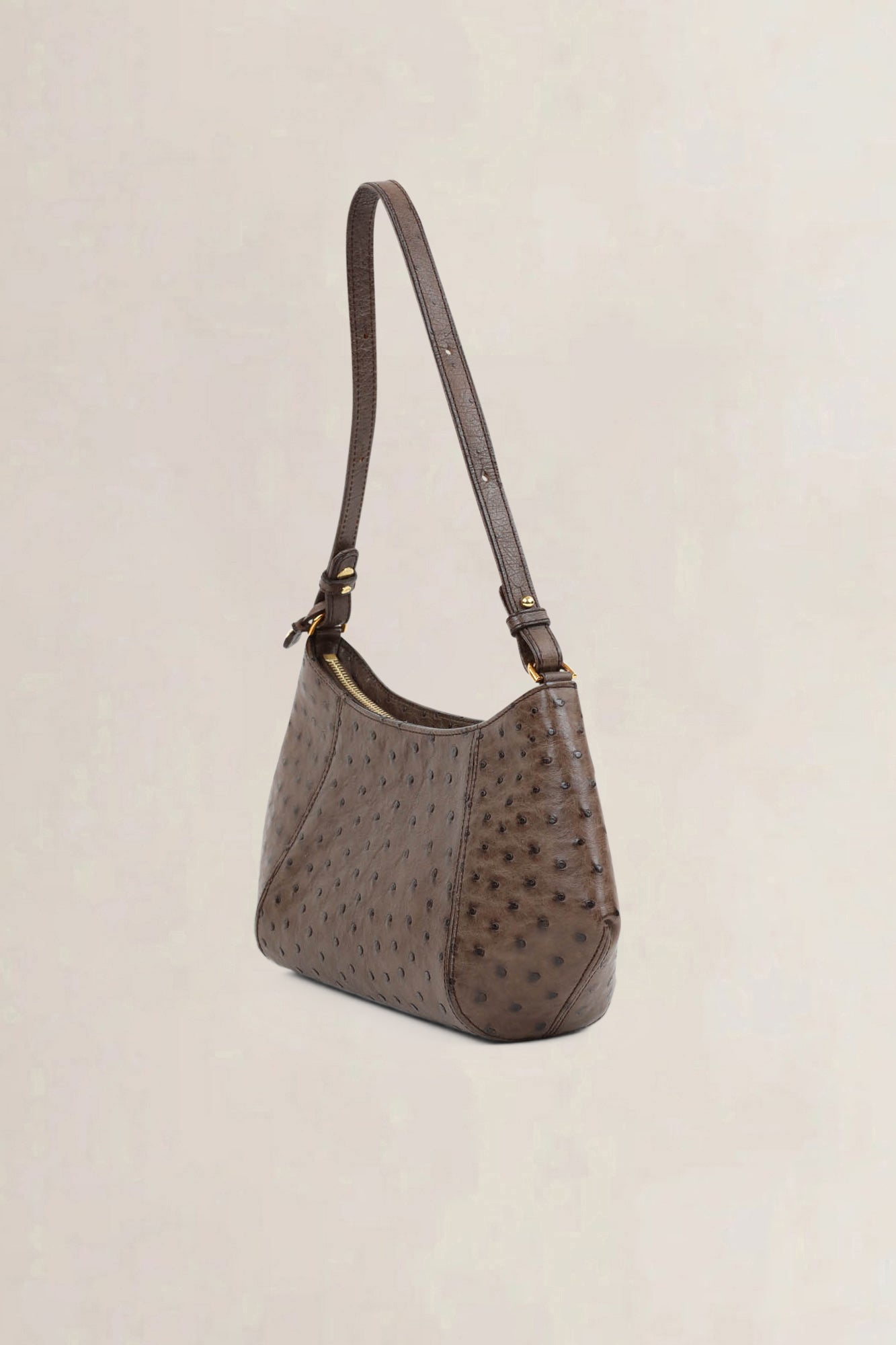 Brown Ostrich Désir Shoulder Bag