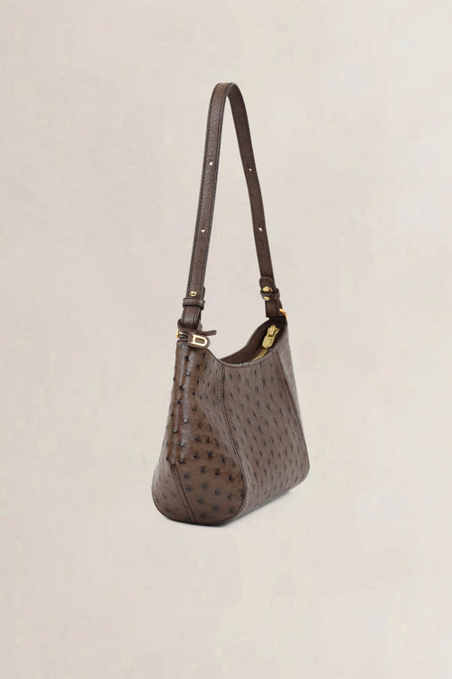 Delvaux Brown Ostrich Désir Shoulder Bag