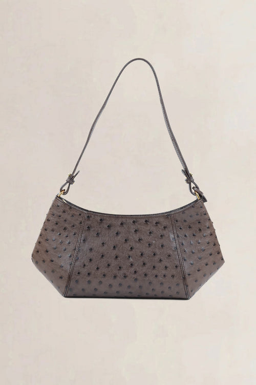 Delvaux Brown Ostrich Désir Shoulder Bag