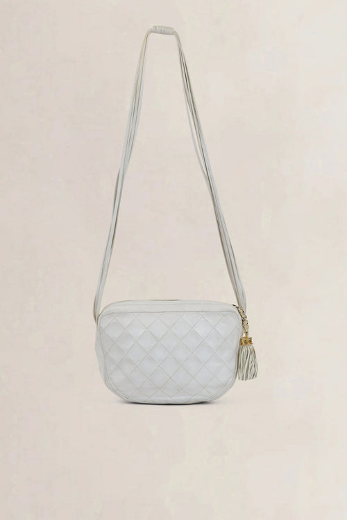 Chanel White CC Tassel Camera Crossbody Bag