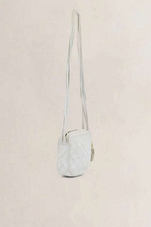 Chanel White CC Tassel Camera Crossbody Bag