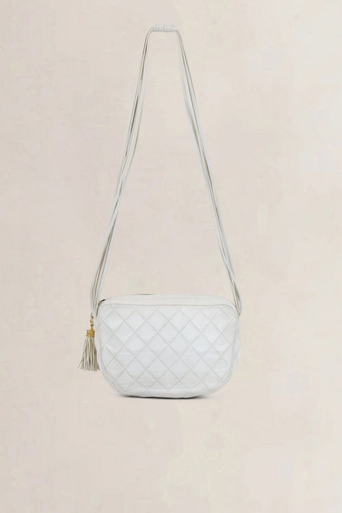 Chanel White CC Tassel Camera Crossbody Bag