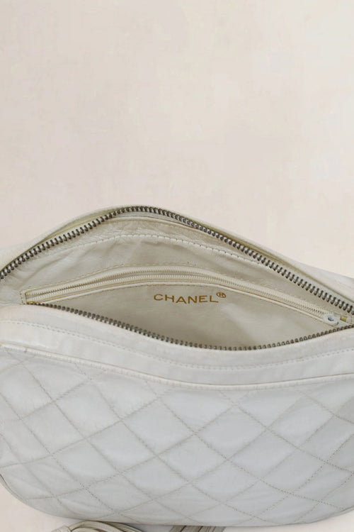 Chanel White CC Tassel Camera Crossbody Bag