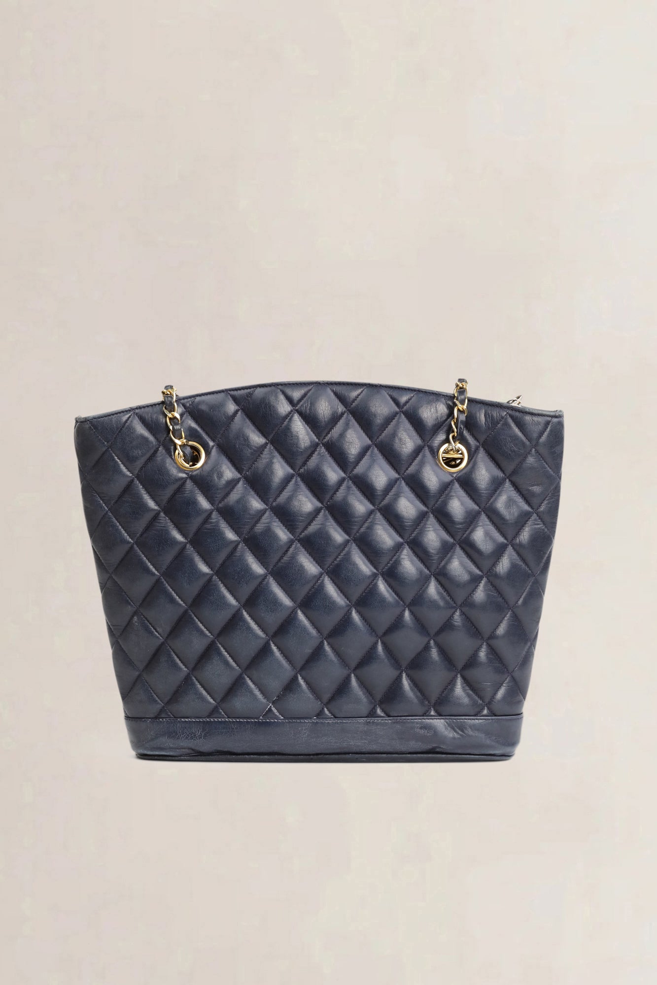 Vintage Navy Quilted Lambskin Shoulder Bag