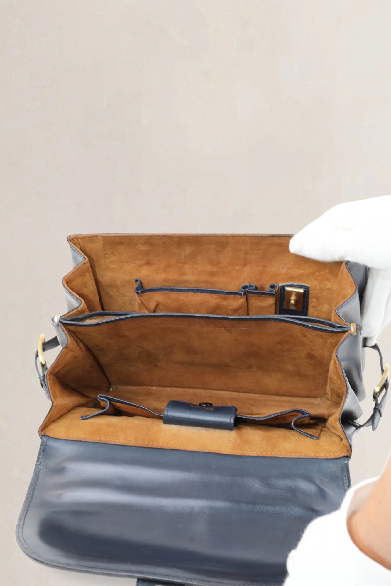 Navy Blue Rouilly Top Handle Bag