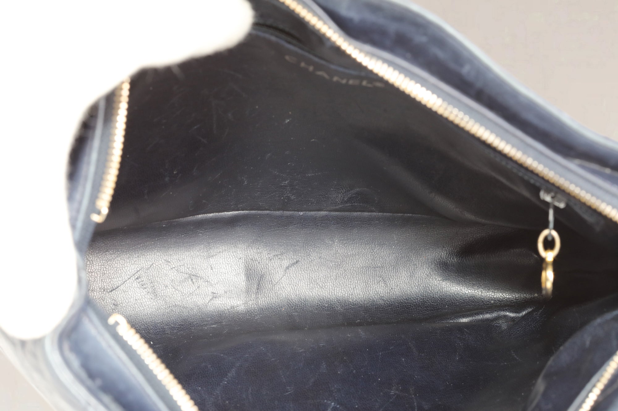 Vintage Navy Quilted Lambskin Shoulder Bag