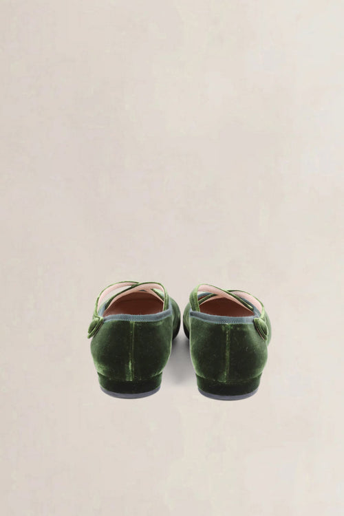 Green Velvet Ballet Flats