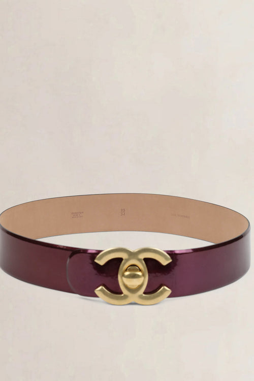 Purple Patent Leather CC Logo Belt