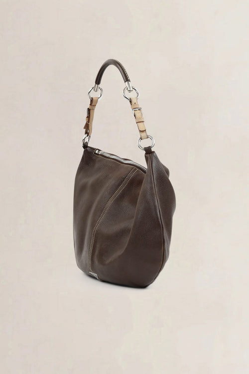Brown Cafe Vitello Daino Hobo Shoulder Bag