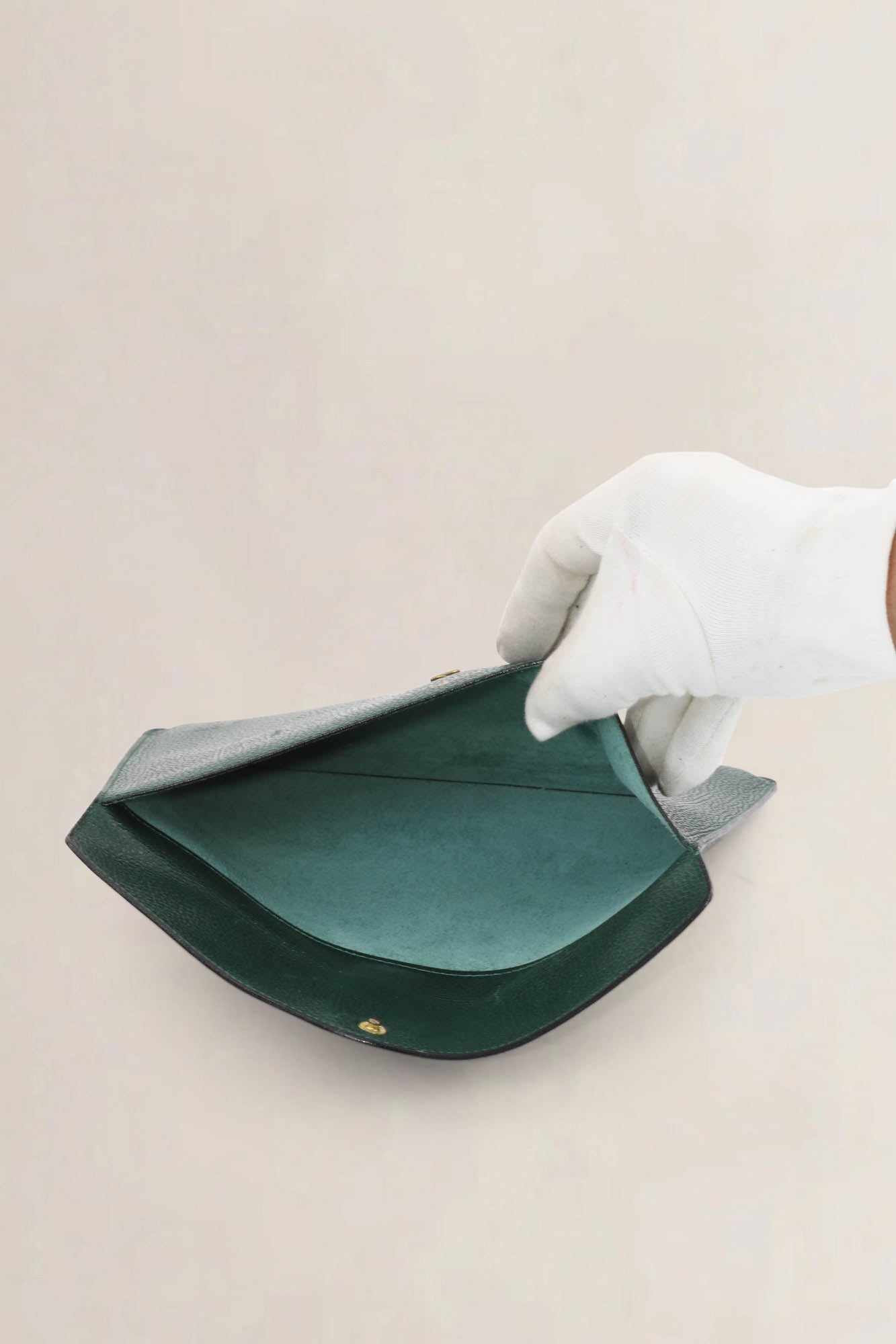 Delvaux Green Leather Clutch