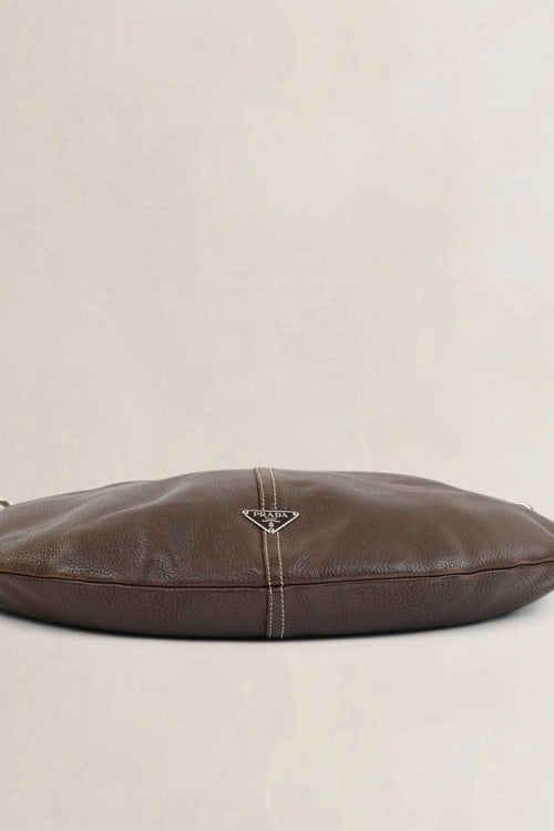 Brown Cafe Vitello Daino Hobo Shoulder Bag
