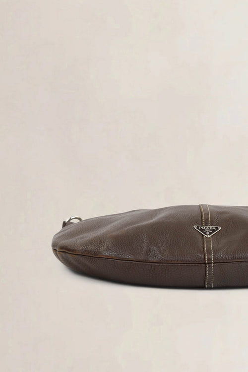 Brown Cafe Vitello Daino Hobo Shoulder Bag