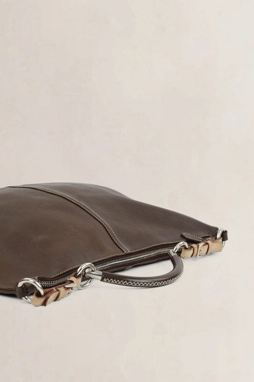Brown Cafe Vitello Daino Hobo Shoulder Bag
