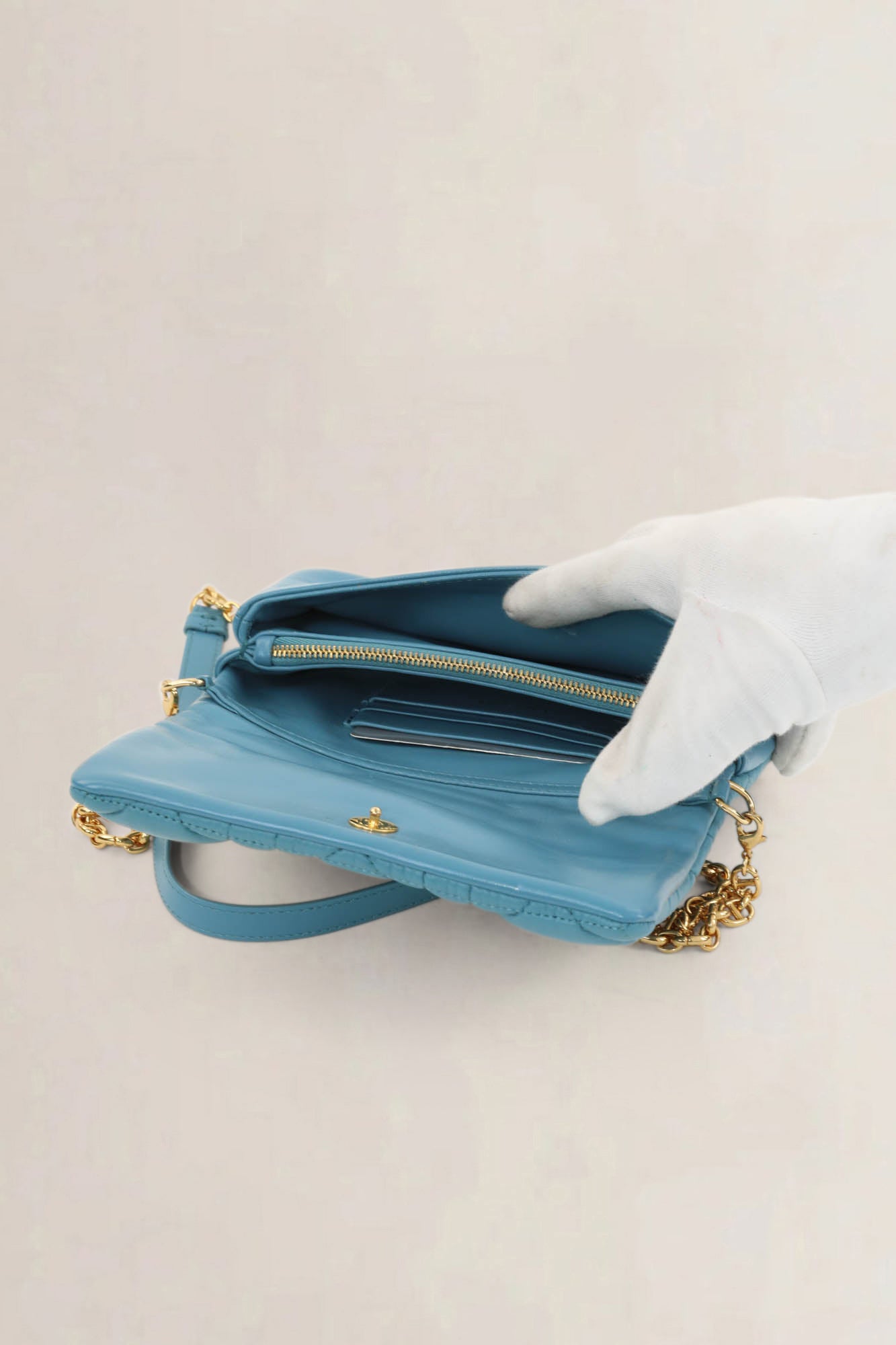 Christian Dior Turquoise Caro Crossbody Bag