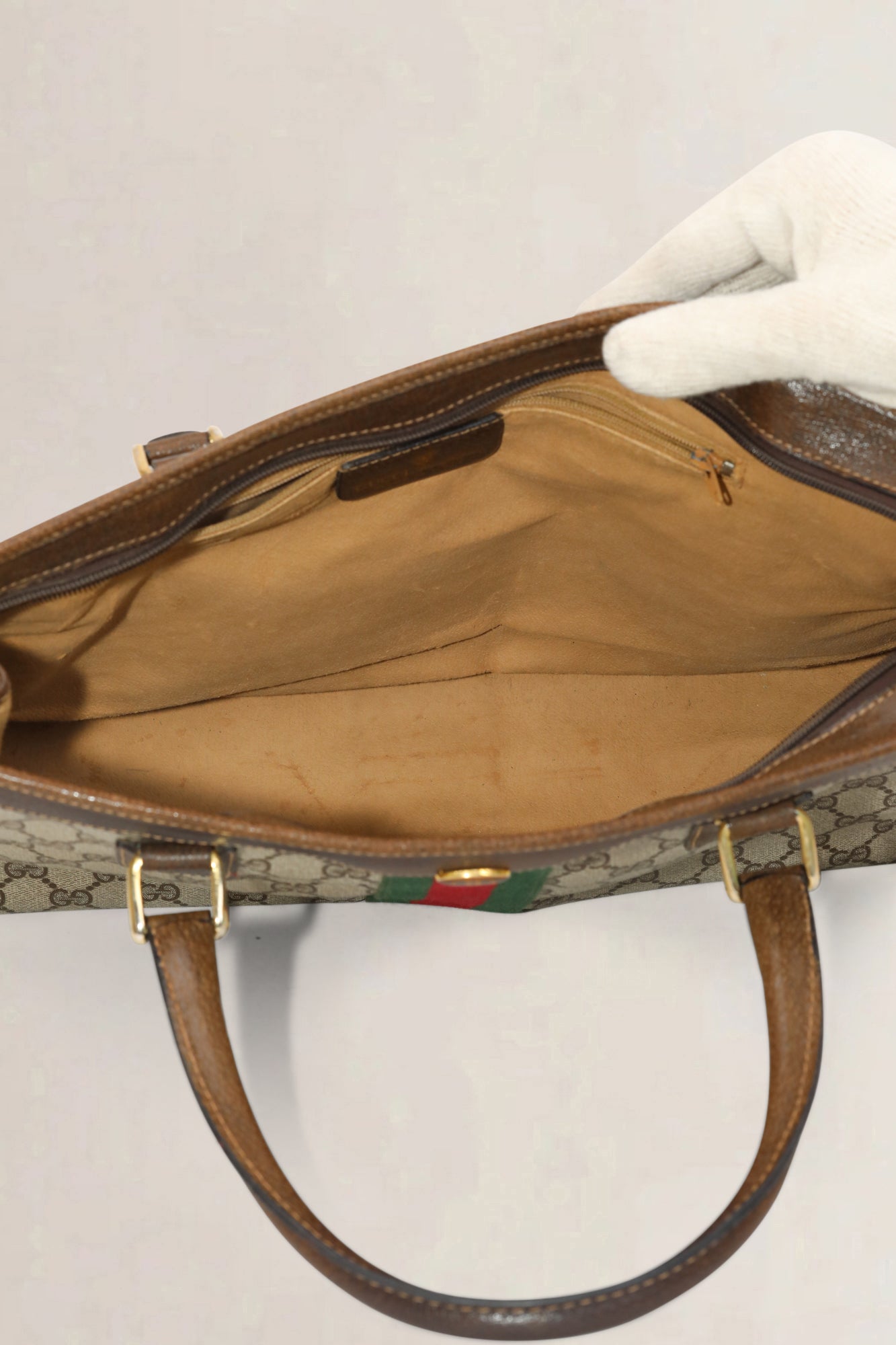 Gucci Bruine Monogram Top Handvat Tas