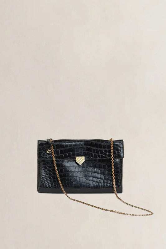 Black Croco Vintage Evening Bag