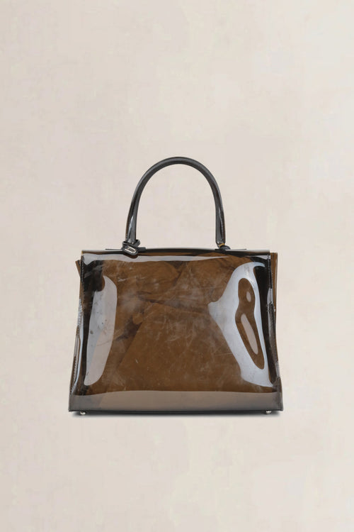 Sac à main en vinyle noir Delvaux Brillant MM