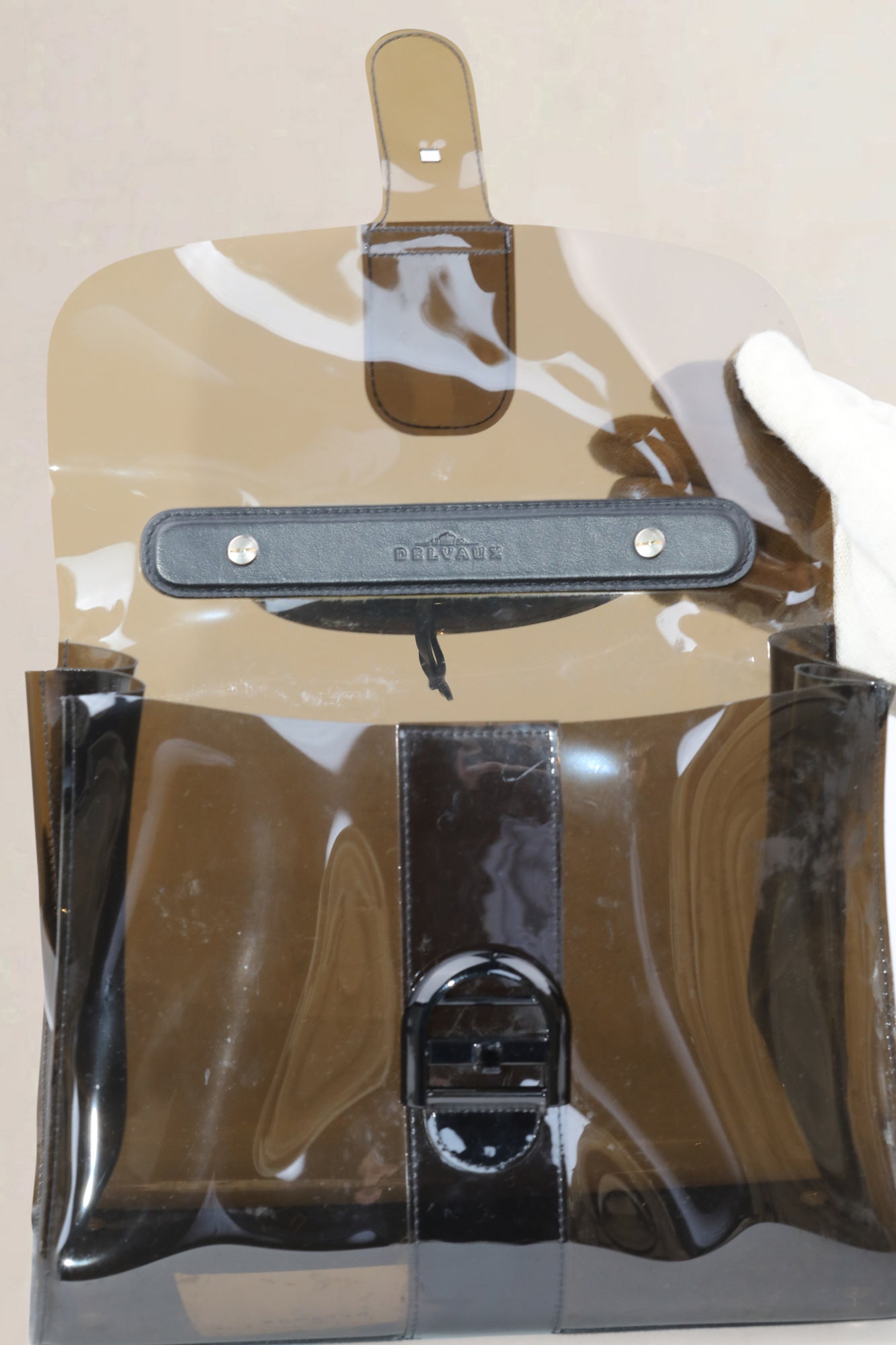 Brillant MM Black Vinyl Top Handle Bag