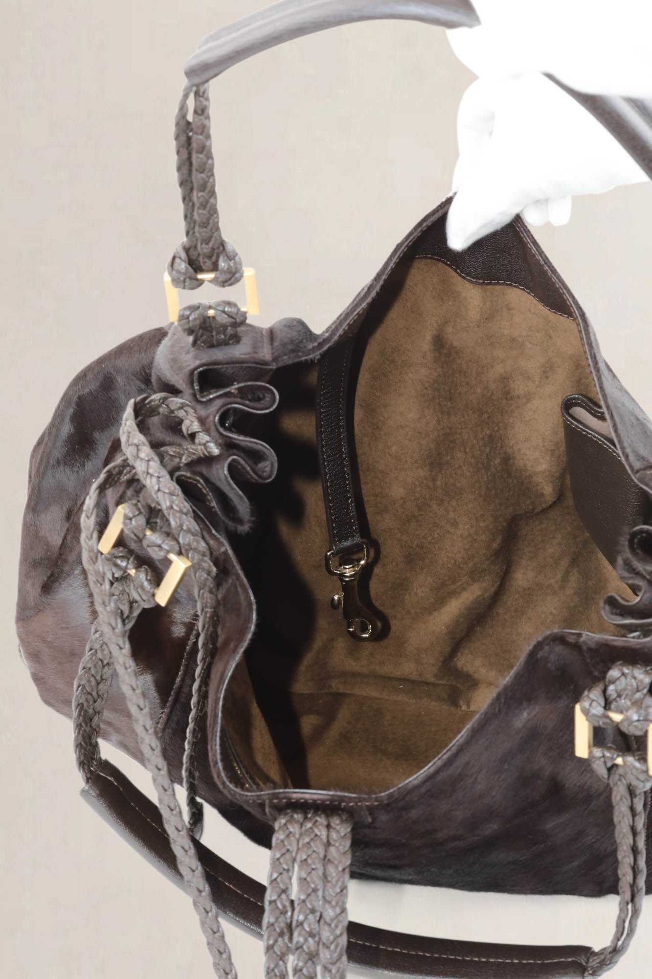 Delvaux Brown Pony Hair Eugène GM Shoulder Bag