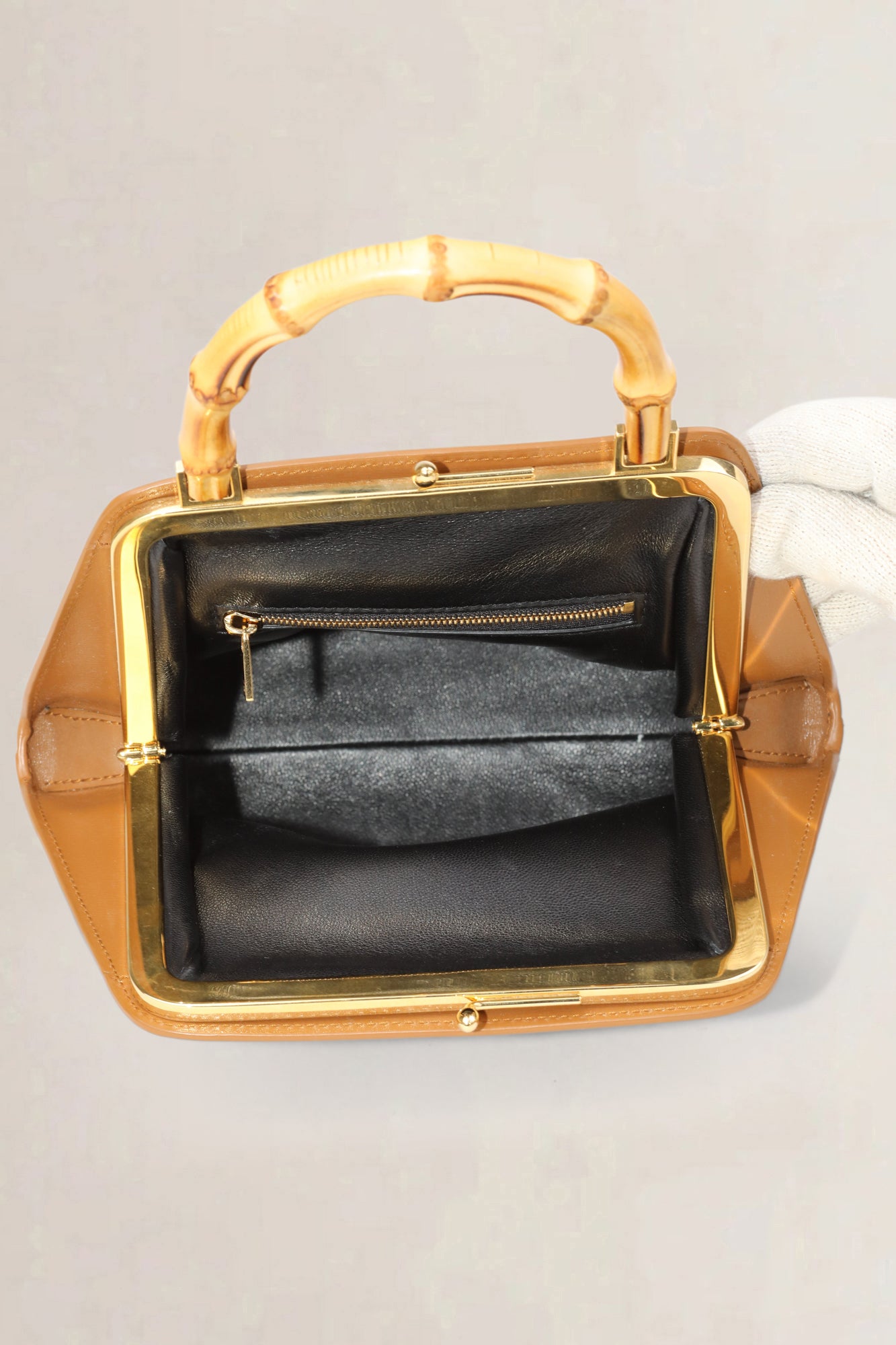 Jil Sander Camel Goji Bamboe Handtas